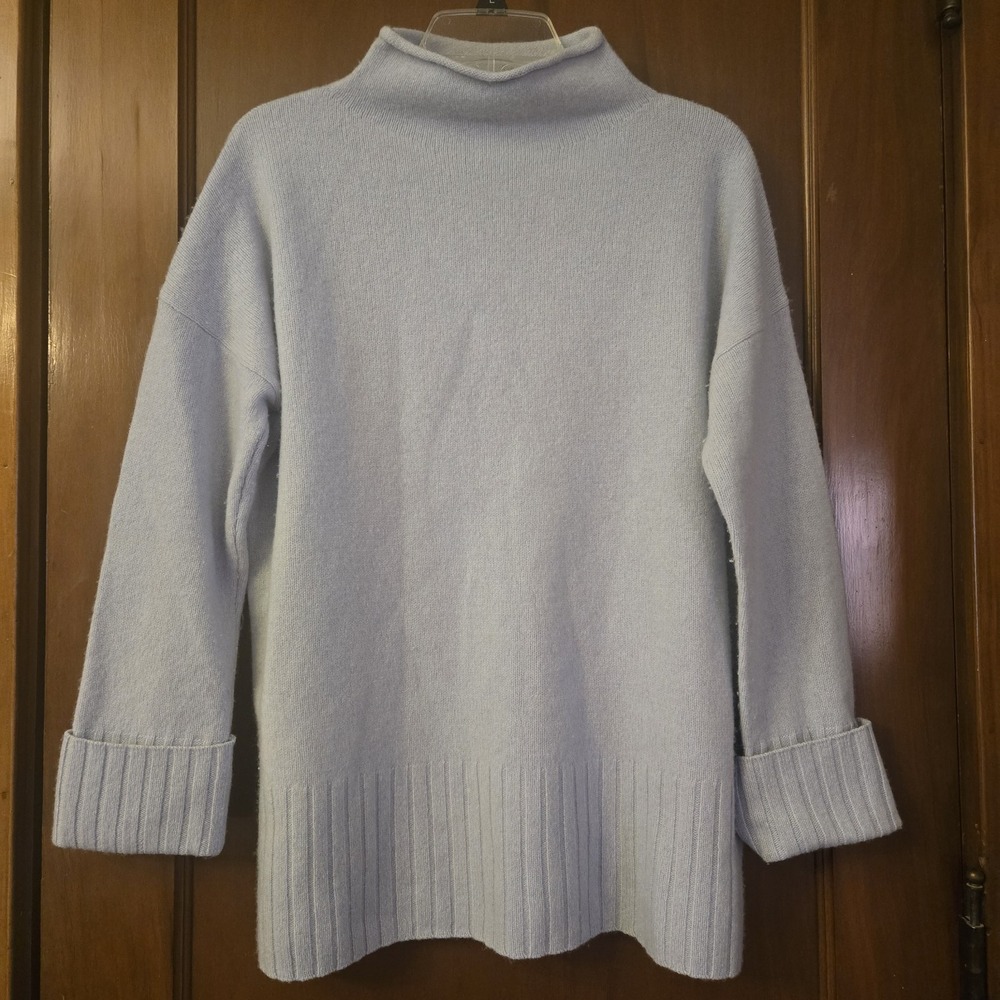 Madewell (Re)sourced Cashmere Mock Neck Sweater Womens XS Spring Blue Oversized - Picture 1 of 10